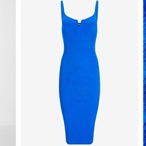 NWT Express Blue Midi Ribbed Knit Dresss